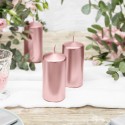 ŚWIECE świąteczne pieńkowe metalizowane 12x6cm 6szt ROSEGOLD