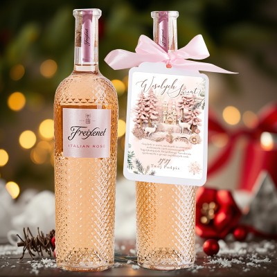 WINO w kryształowej butelce z zawieszką Z LOGO Italian Rose różowe wytrawne 750ml