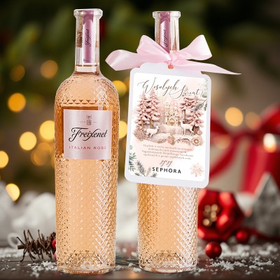 WINO w kryształowej butelce z zawieszką Z LOGO Italian Rose różowe wytrawne 750ml